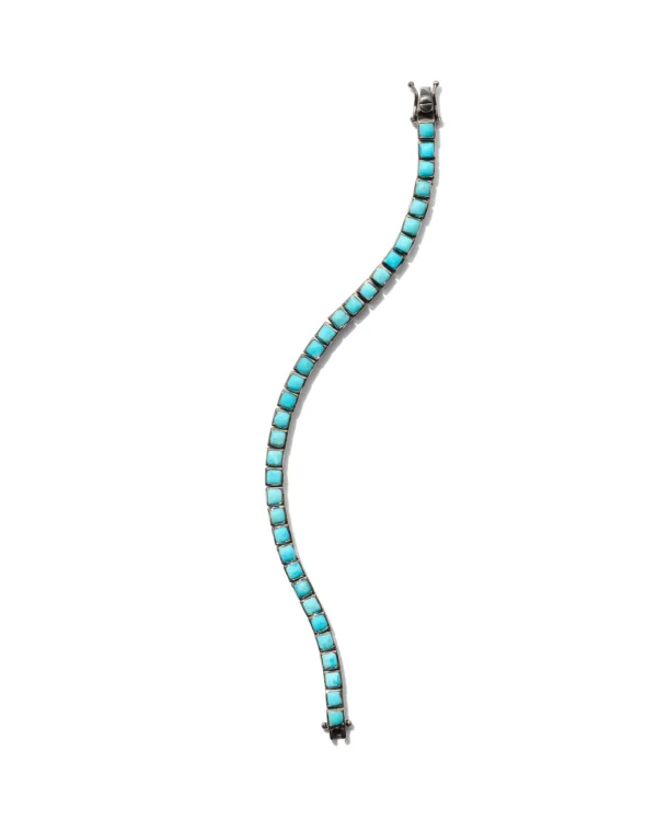 Men's Mini Tile Tennis Bracelet - Turquoise