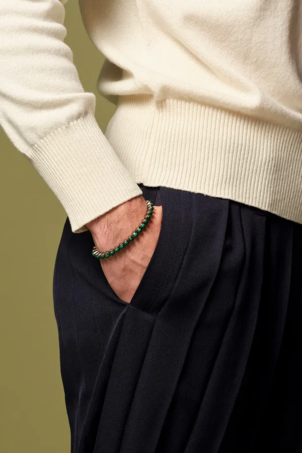 Men's Small Dot Tennis Bracelet - Malachite