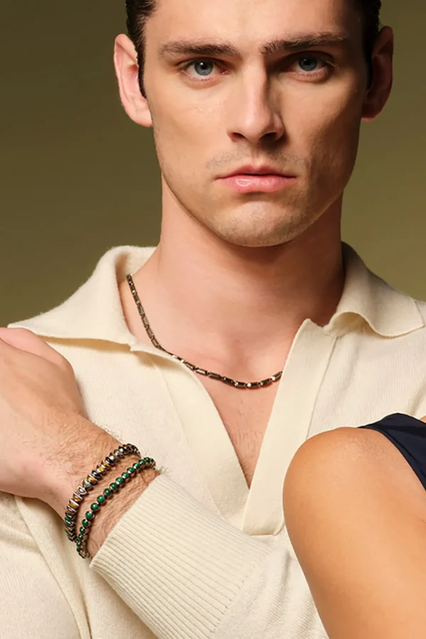 Men's Small Dot Tennis Bracelet - Malachite