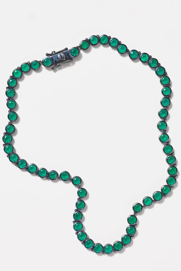 Mini Brilliant Riviere Necklace - Green Onyx