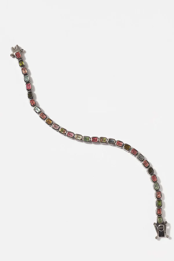 Mini Deco-Tile Tennis Bracelet - Multi Tourmaline