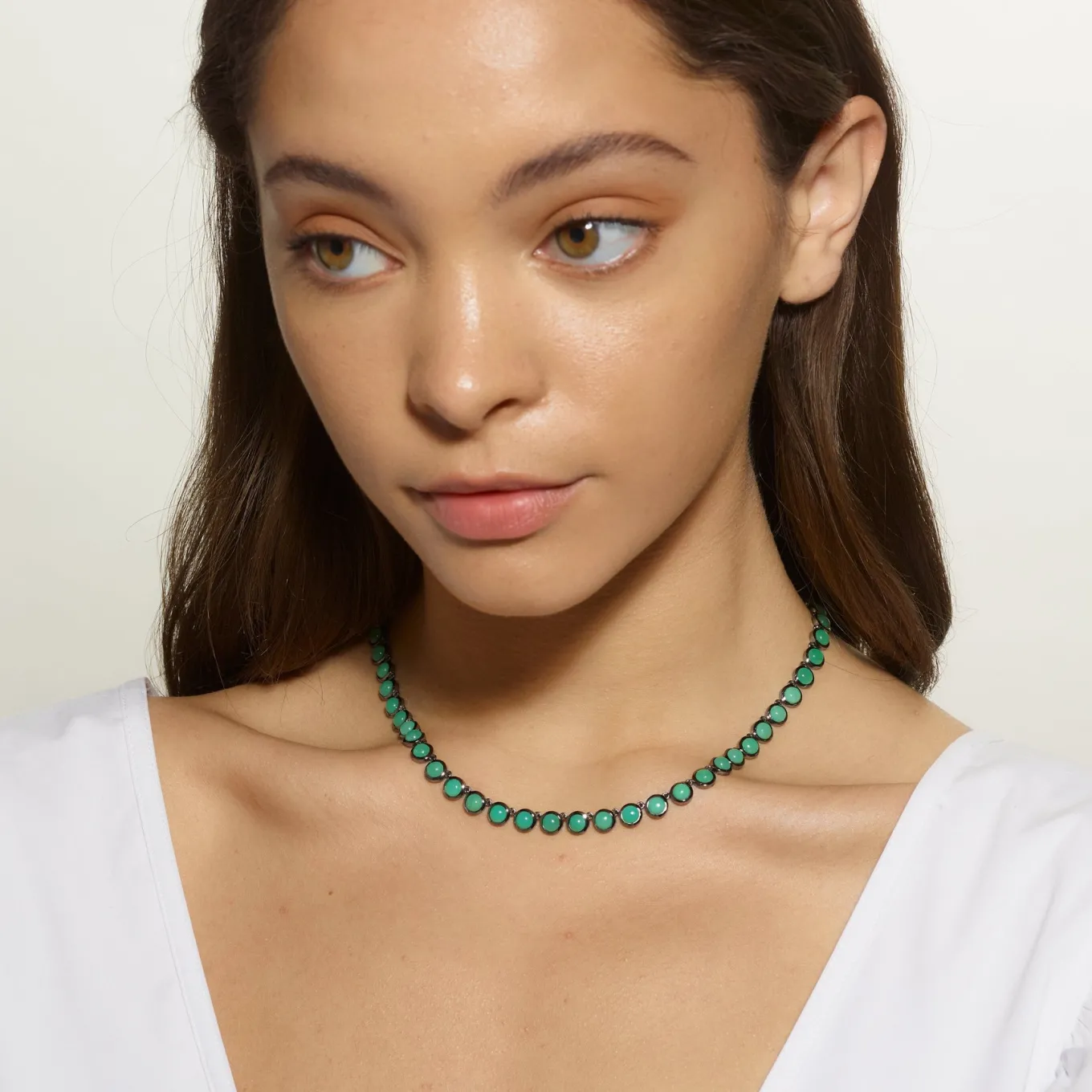 mini_dot_rivire_necklace__1-5.webp Mini Dot Rivière Necklace - Chrysoprase
