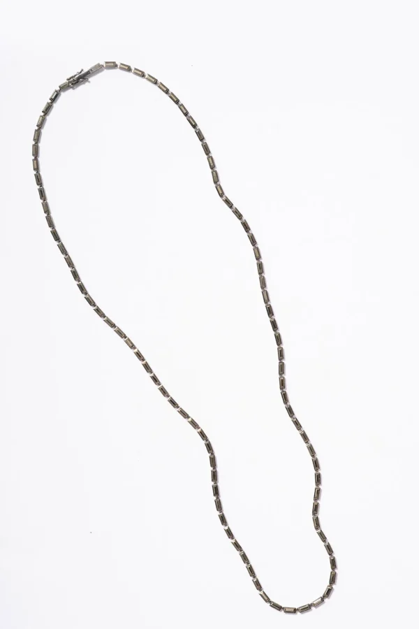 Mini Linear Baguette Tile Opera Necklace - Pyrite