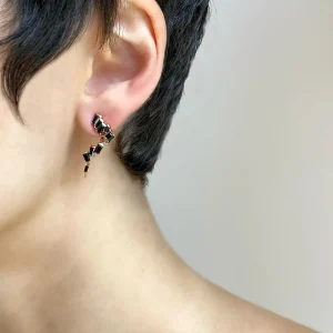 Mini Ruffled Ear Lassos - Black Spinel