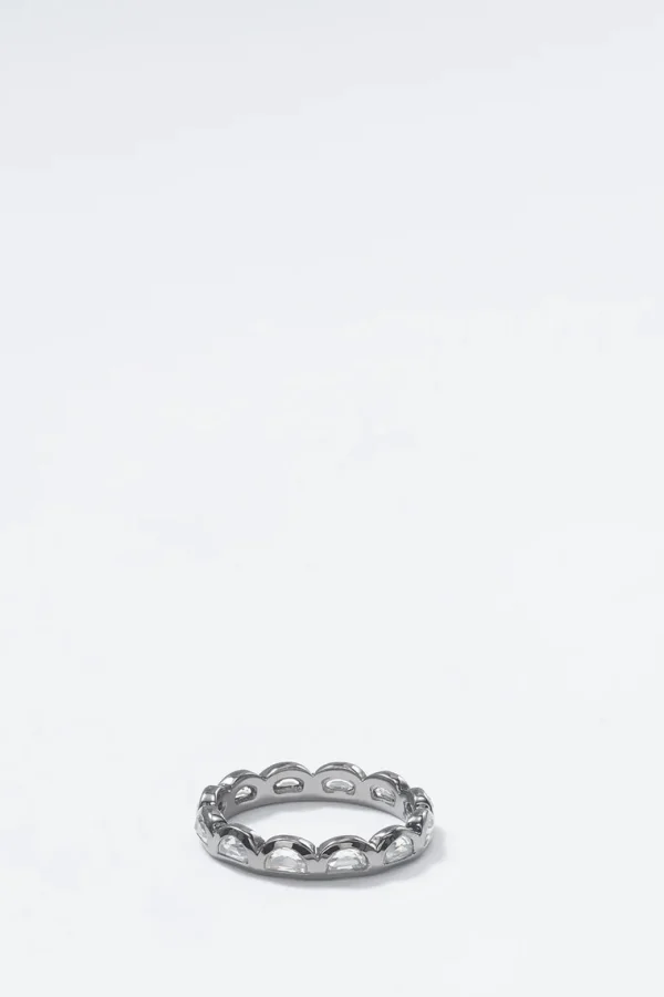 Mini Scallop Band Ring - White Zircon