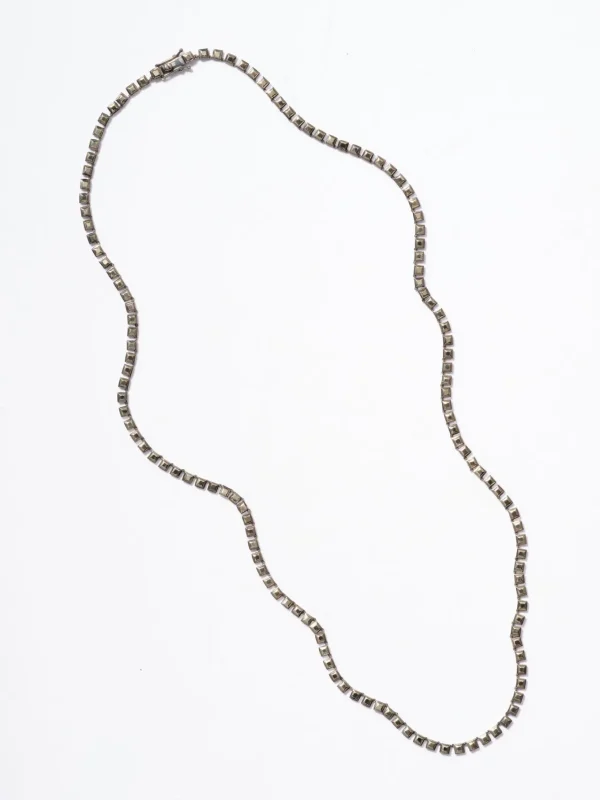 Mini Tile Opera Necklace - Pyrite