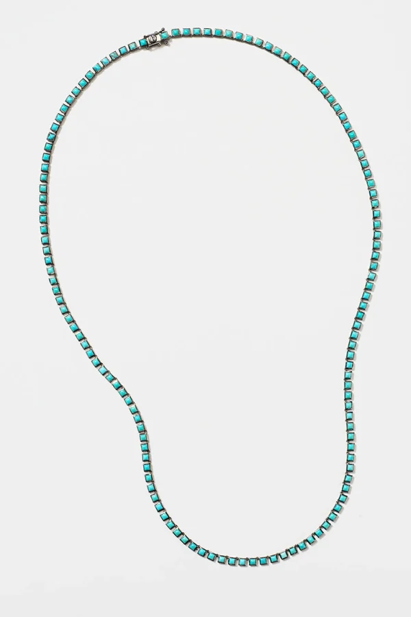 Mini Tile Opera Necklace - Turquoise