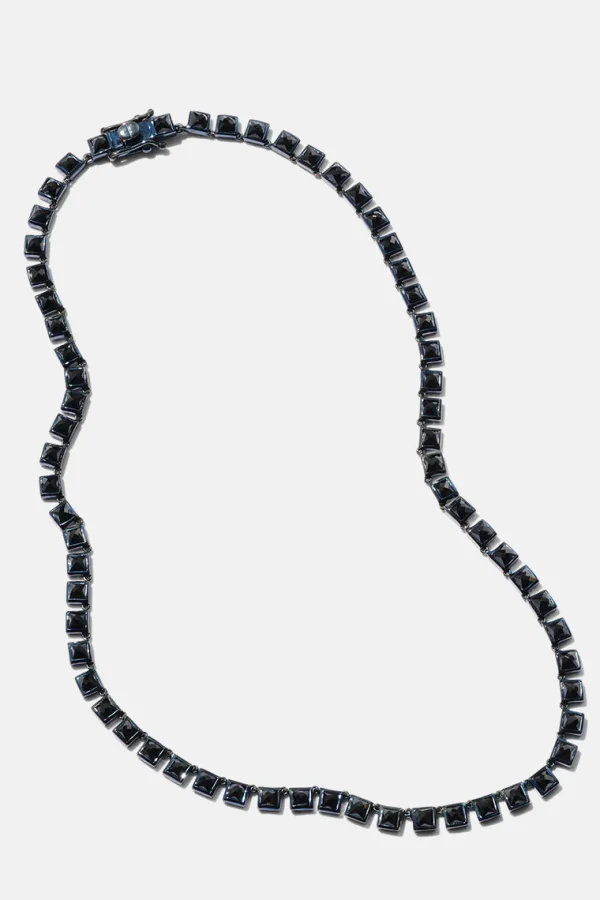 Mini Tile Rivière Necklace - Black Spinel
