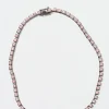 Mini Tile Rivière Necklace - Pink Opal