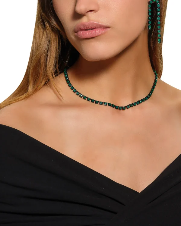 Mini Tile Rivière Necklace - Black Spinel