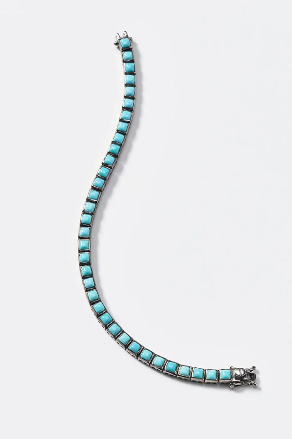 Mini Tile Tennis Bracelet - Turquoise