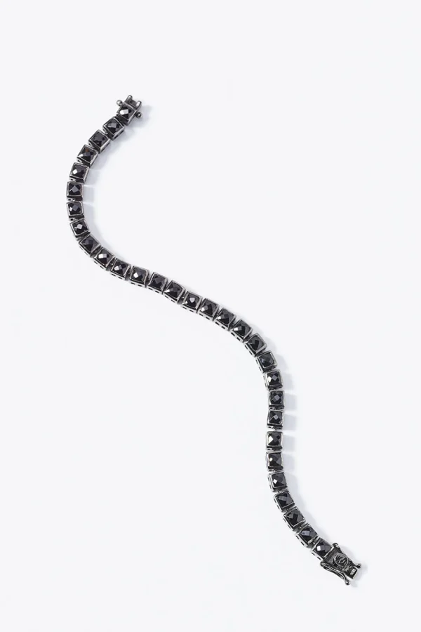 Mini Tile Tennis Bracelet - Black Spinel