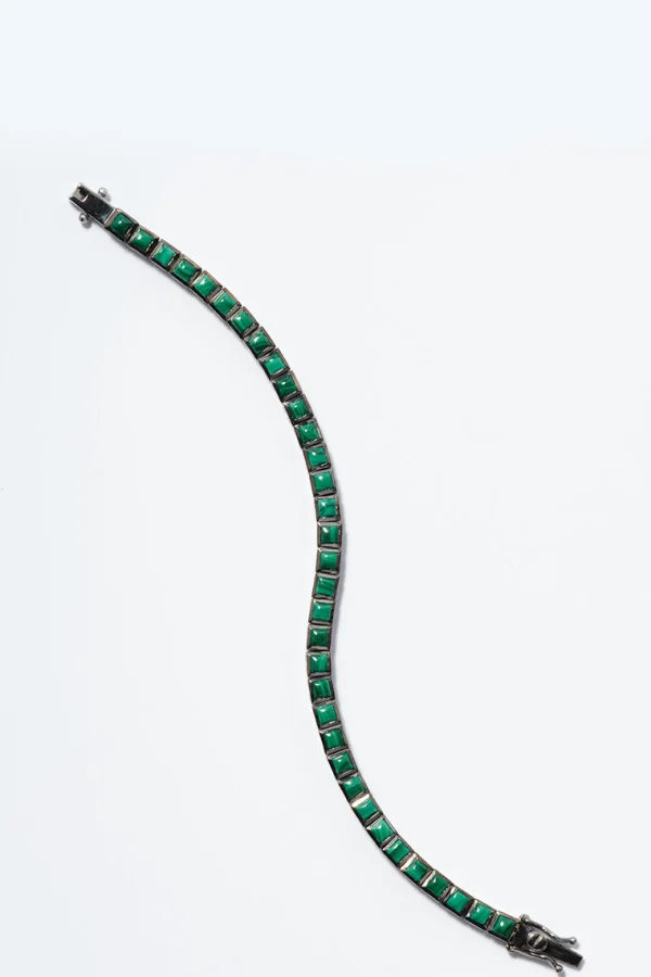 Mini Tile Tennis Bracelet - Malachite