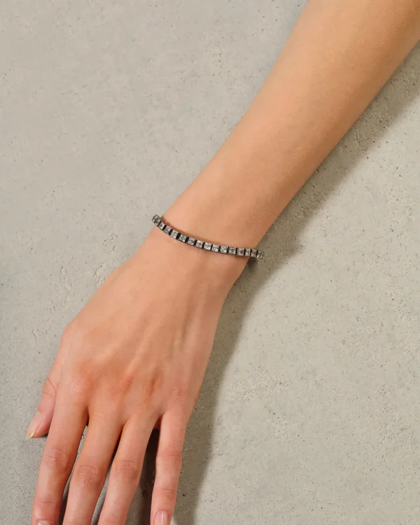 Mini Tile Tennis Bracelet - White Zircon