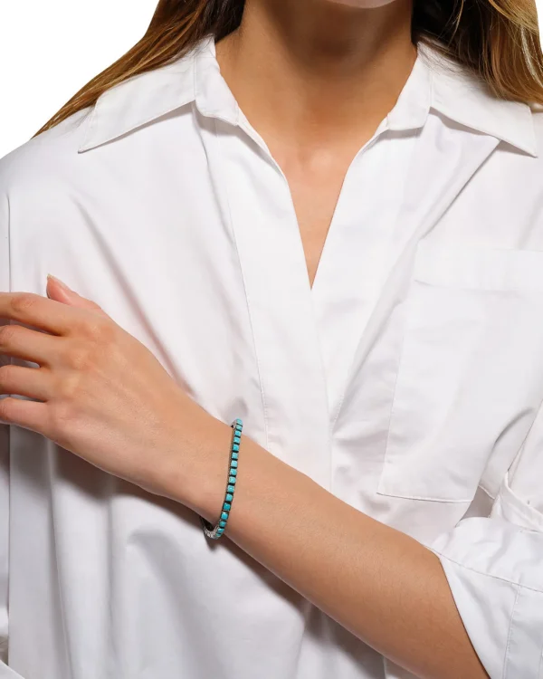 Mini Tile Tennis Bracelet - Turquoise