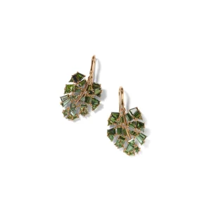 Monstera Leaf Earrings - Green Tourmaline