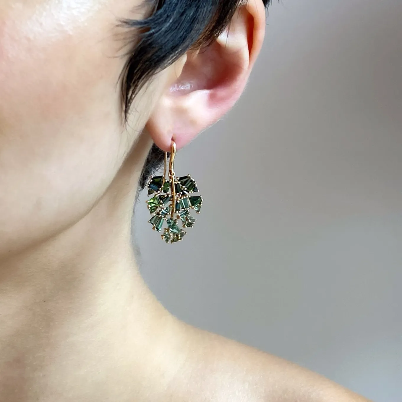 monstera_leaf_earrings__g_1.webp Monstera Leaf Earrings - Green Tourmaline