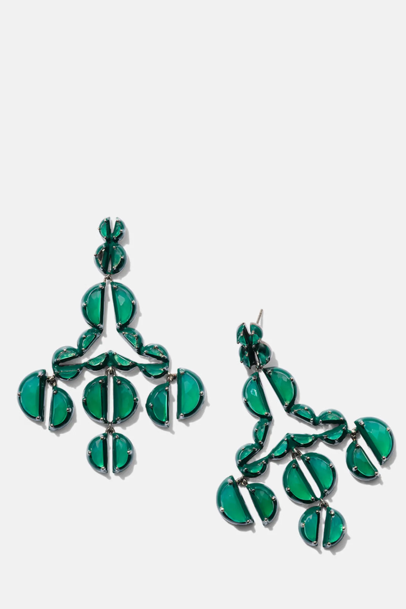 murano_emerald_enameled_g_0.webp Murano Emerald Enameled Girandole Earrings - Green Onyx