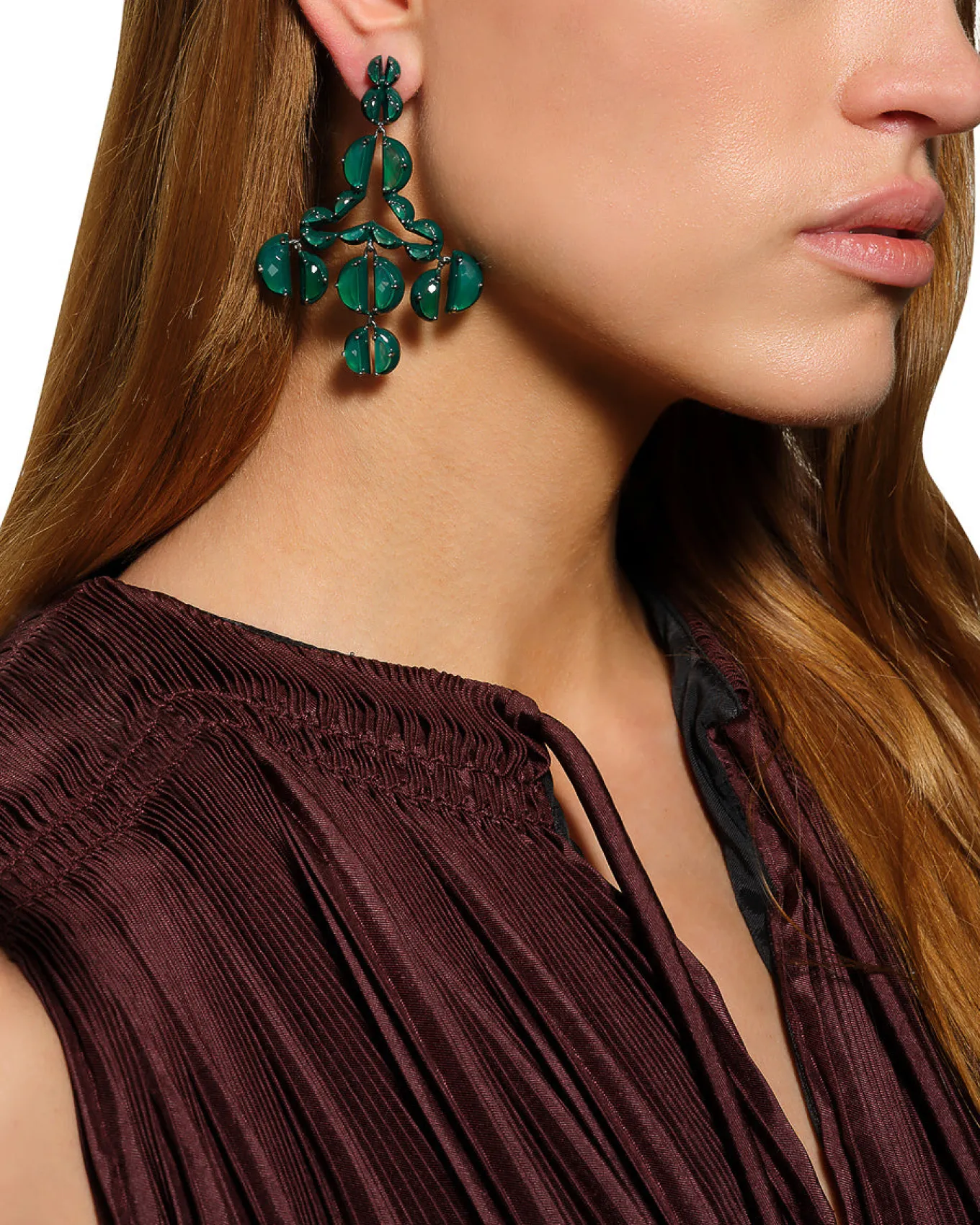 murano_emerald_enameled_g_2.webp Murano Emerald Enameled Girandole Earrings - Green Onyx