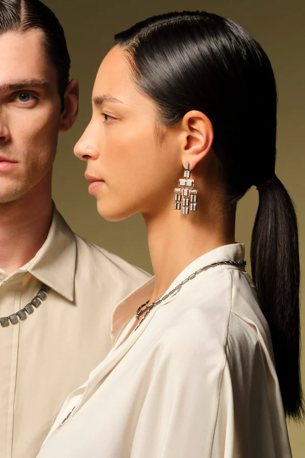 Nagano Chandelier Earrings - White Agate