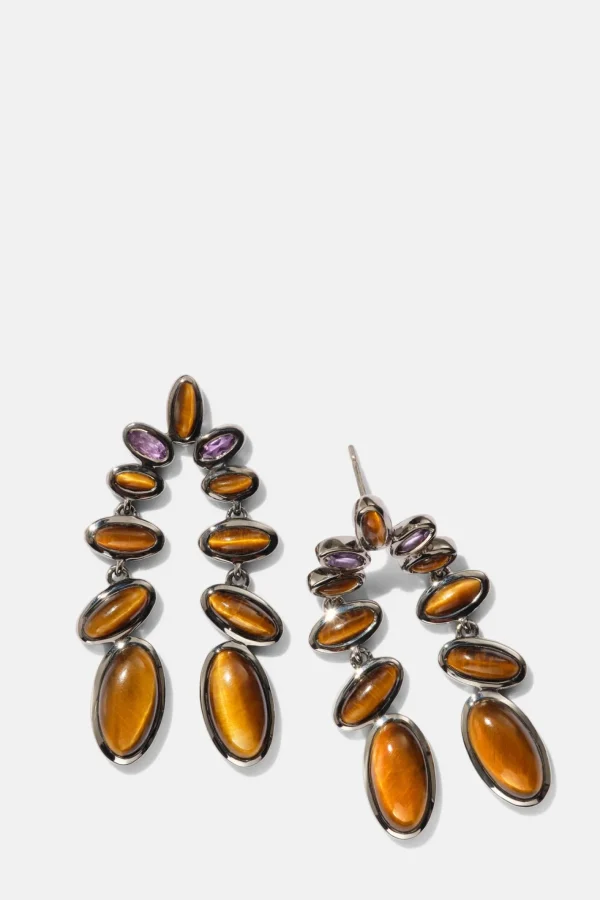 Nunchaku Earrings - Tiger's Eye