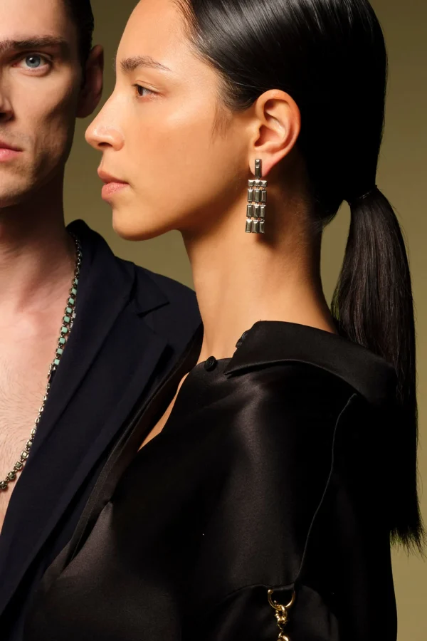 Paintbrush Fringe Earrings - Pyrite