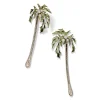 Palm and Stem Earrings - Green Tourmaline & Aquamarine