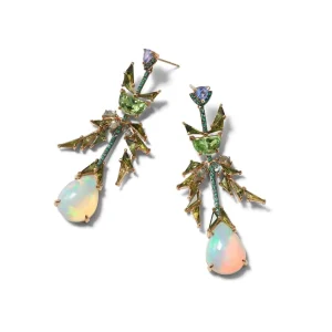 Parrot Earrings - Ethiopian Opal & Emerald