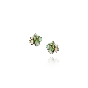 Petite Rose Studs - Blue Peruvian Opal