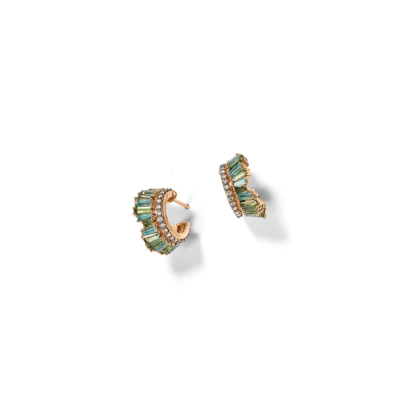 petite_ruched_hoops__gree_0.webp Petite Ruched Hoops - Green Tourmaline & Diamond Pavé