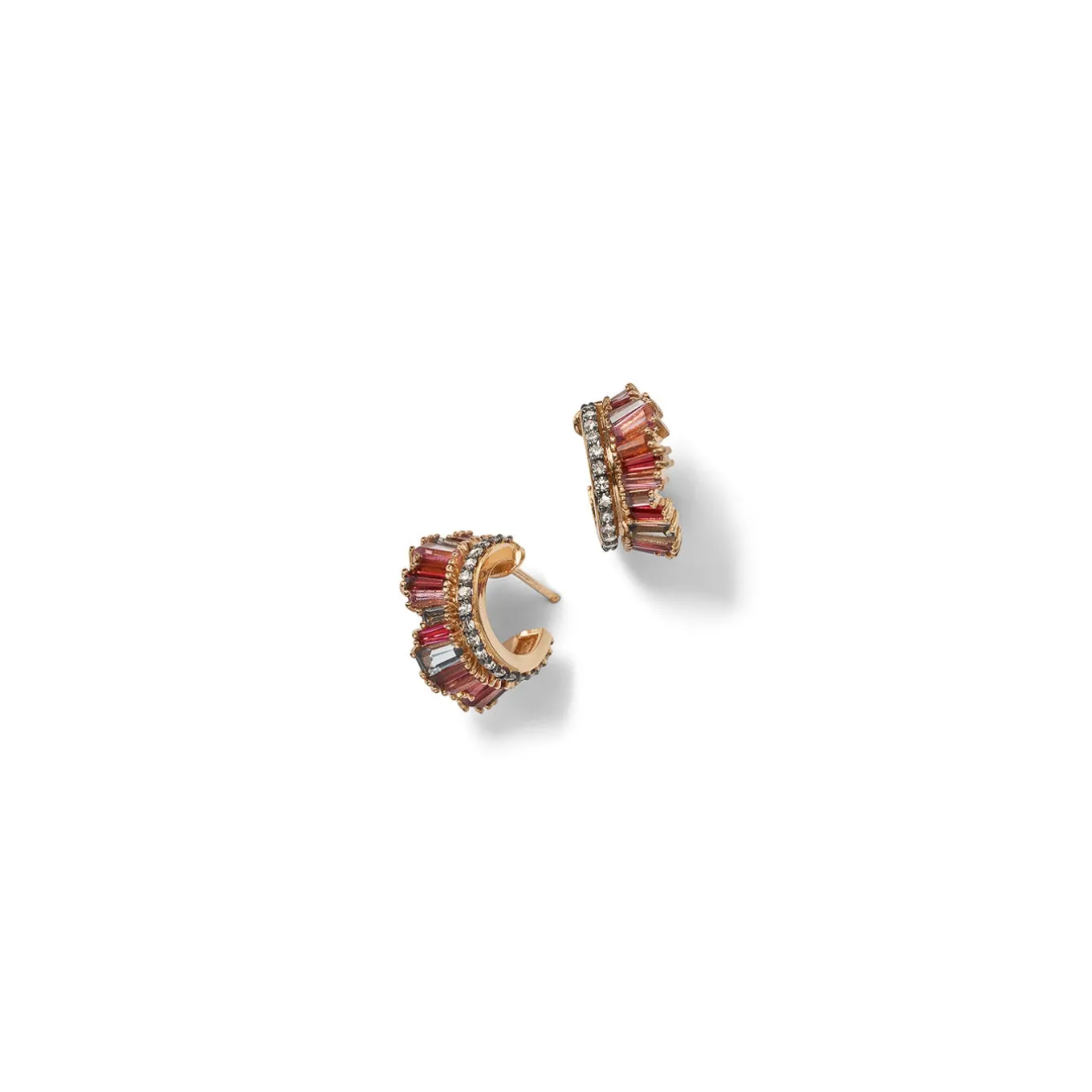 petite_ruched_hoops__mult_0.webp Petite Ruched Hoops - Multi Colored Spinel & Diamond Pavé