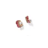 Petite Ruched Hoops - Ruby & Diamond Pavé