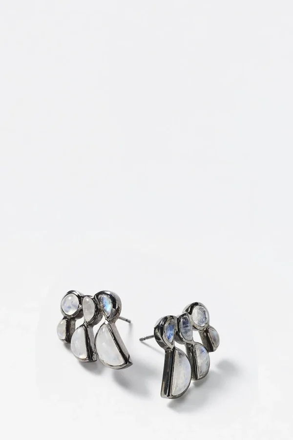 Prawn Earrings - Rainbow Moonstone