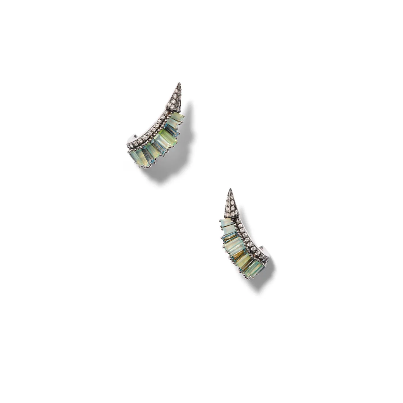 ruched_ear_clips__blue_pe_0.webp Ruched Ear Clips - Blue Peruvian Opal & Aquamarine