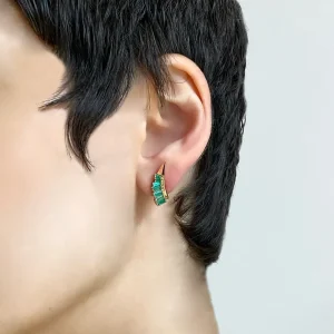 Ruched Ear Clips - Emerald