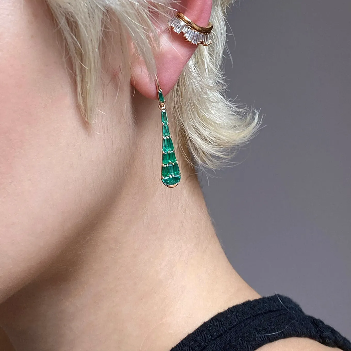 ruched_ear_cuff__diamond_5.webp Ruched Ear Cuff - Diamond