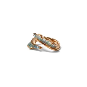 Ruched Open Coil Ring - Blue Peruvian Opal and Aquamarine