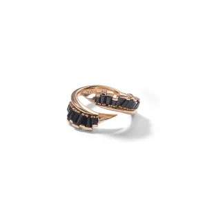 Ruched Open Coil Ring - Black Spinel