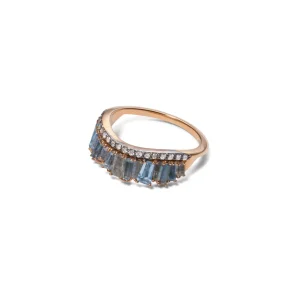 Single Ruched Band Ring - Aquamarine & Labradorite