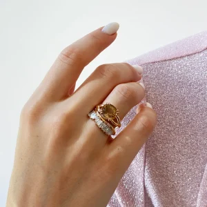 Single Ruched Band Ring - Diamond