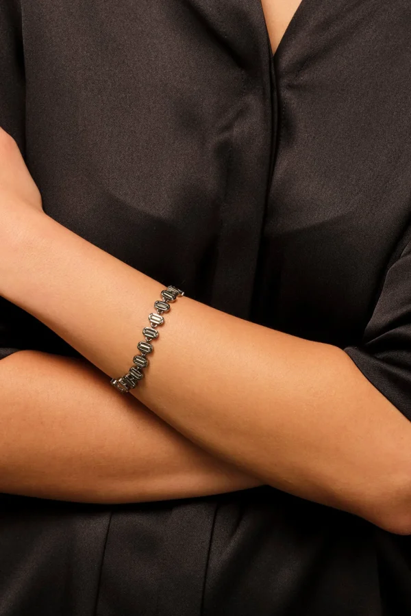 Small 3D Baguette Tile Chain Bracelet - Pyrite