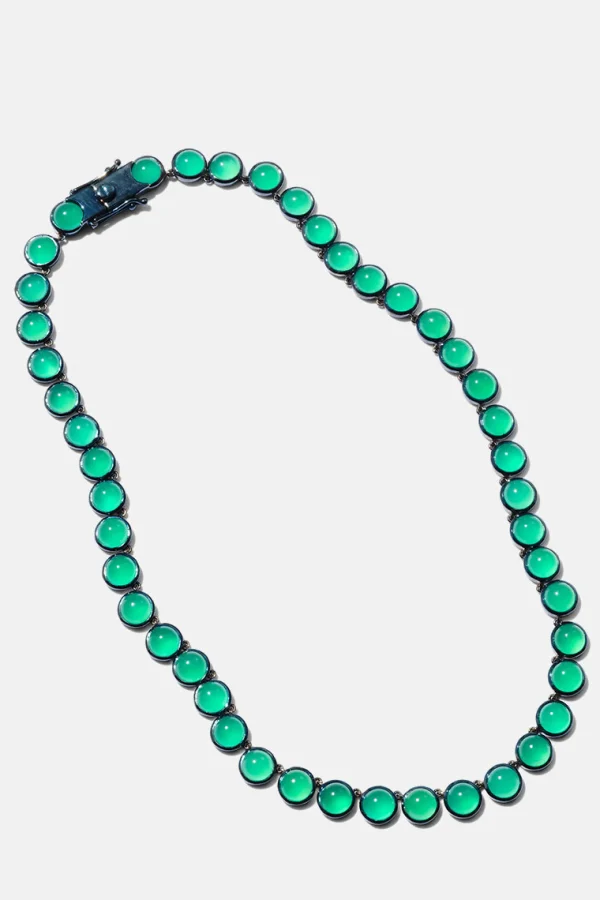Small Dot Rivière Necklace - Green Onyx