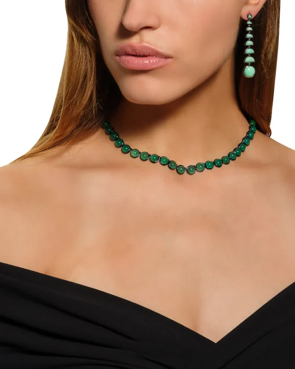 Small Dot Rivière Necklace - Green Onyx