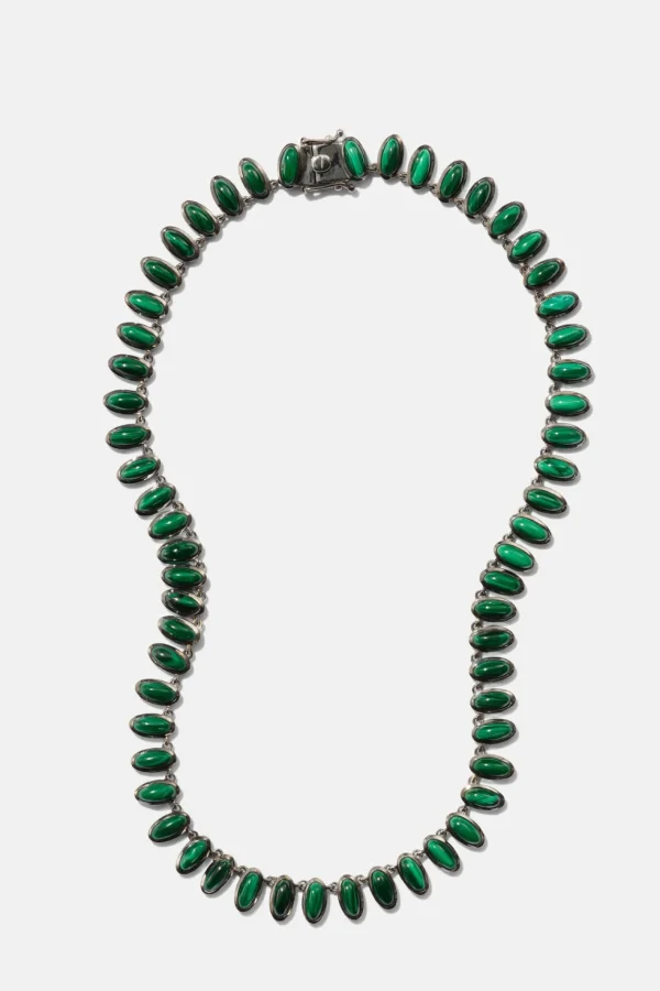 Small Elliptic Rivière Necklace - Malachite
