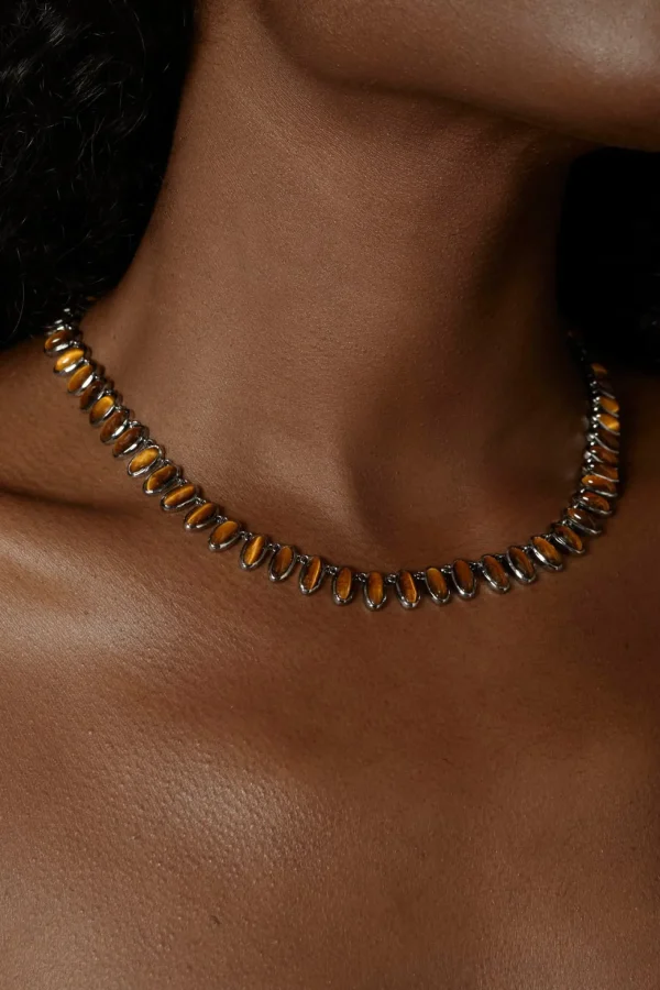 Small Elliptic Rivière Necklace - Tiger's Eye