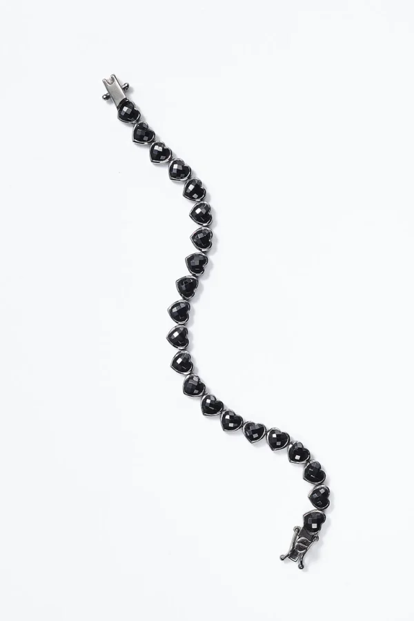 Small Heart Bracelet - Black Spinel