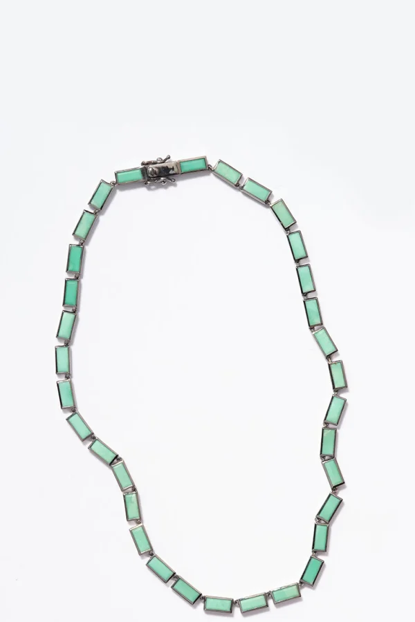 Small Linear Baguette Tile Rivière Necklace - Chrysoprase