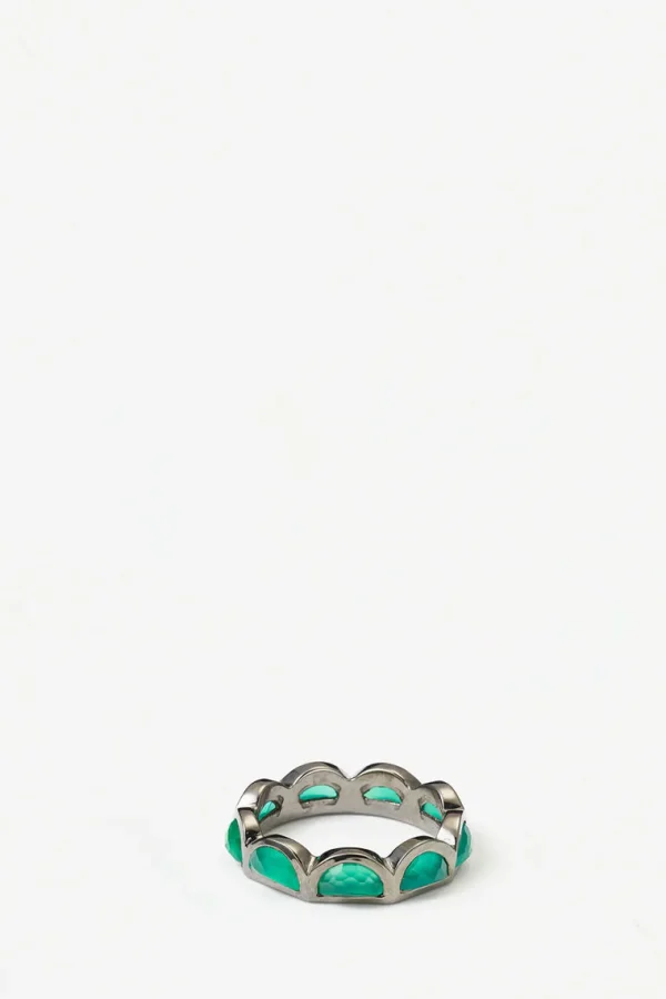 Small Scallop Band Ring - Green Onyx