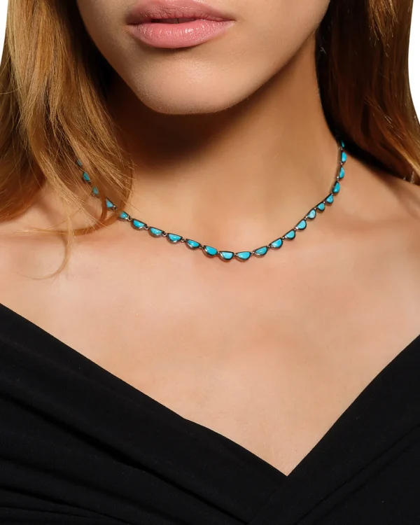 Small Scallop Rivière Necklace - Turquoise