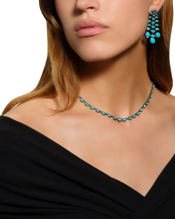 Small Scallop Rivière Necklace - Turquoise